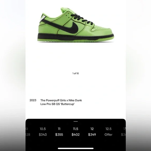 Nike SB Dunk Powerpuff Girls “Buttercup” Size 11.5M BRAND NEW! - Picture 9 of 10